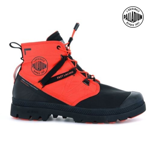 Bottes Palladium Pampa Travel Lite+ Imperméables Femme Noir Orange | FR QYS831V